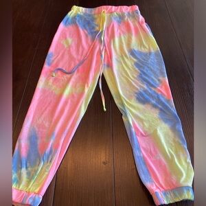 Tie Dye Sweatpants, Size Medium, Women’s, Pink, Yellow, Blue